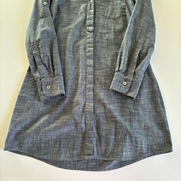 Marine Layer Blue Denim Chambray Mini Button Up Long Sleeve Shirt Dress Small - Picture 4 of 10
